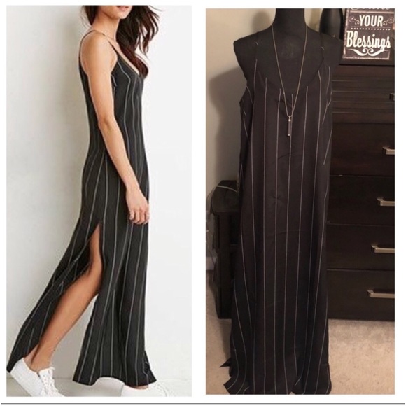 Dresses & Skirts - Black with white stripe Maxi dress NWT